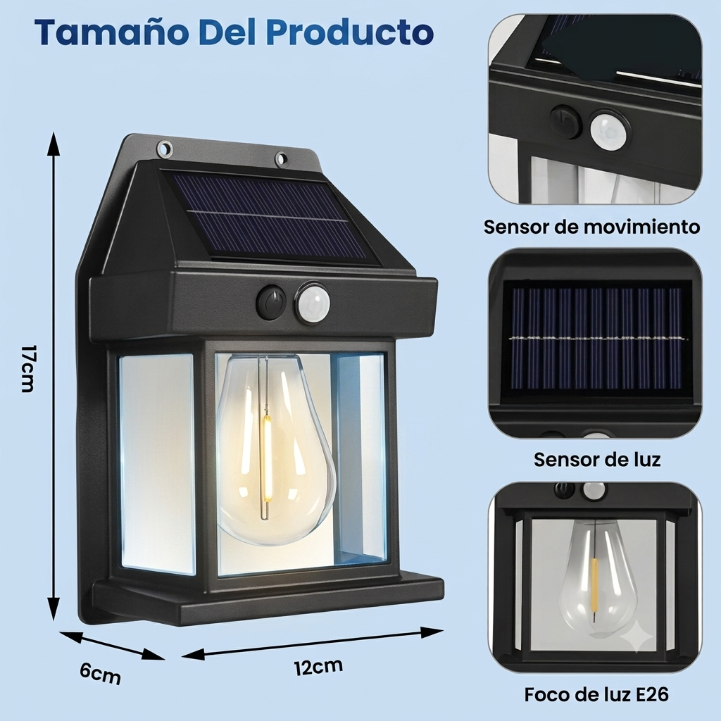 ¡Oferta 4x1! VintageGlow Solar – Estilo y Luz (cálida) sin Cables