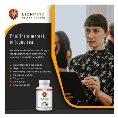 LionMind - Suplemento con Melena de León - Foco, Calma y Memoria