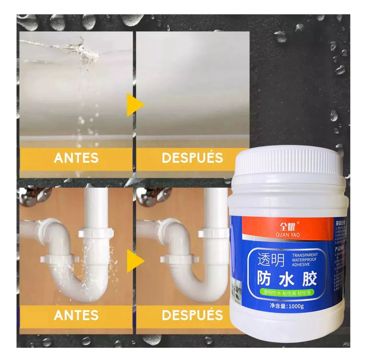 Sellador Adhesivo Transparente 1 Kg. ¡Dile adios a las goteras!