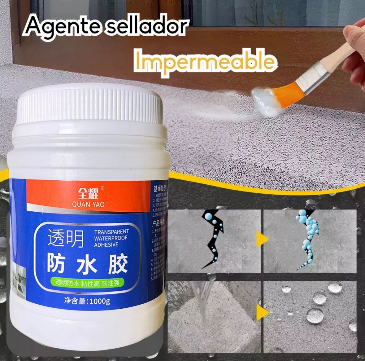 Sellador Adhesivo Transparente 1 Kg. ¡Dile adios a las goteras!