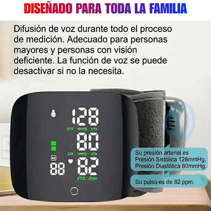 Tensiómetro de muñeca presión digital con voz (inglés)