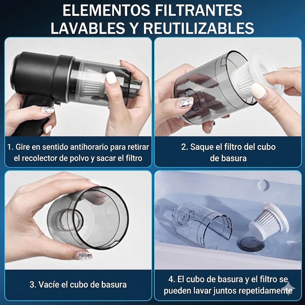 DustMini™ – Mini Aspiradora Portátil Recargable Auto - Potencia portátil para tu auto