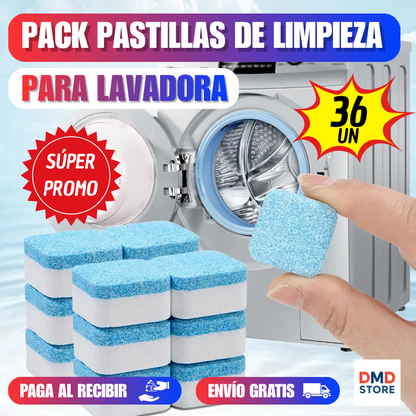 Pack de pastillas de limpieza para lavadora 36 UNIDADES. ¡Tu lavadora limpia otra vez!